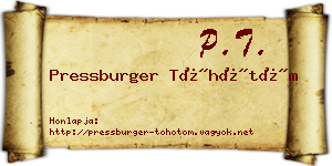 Pressburger Töhötöm névjegykártya